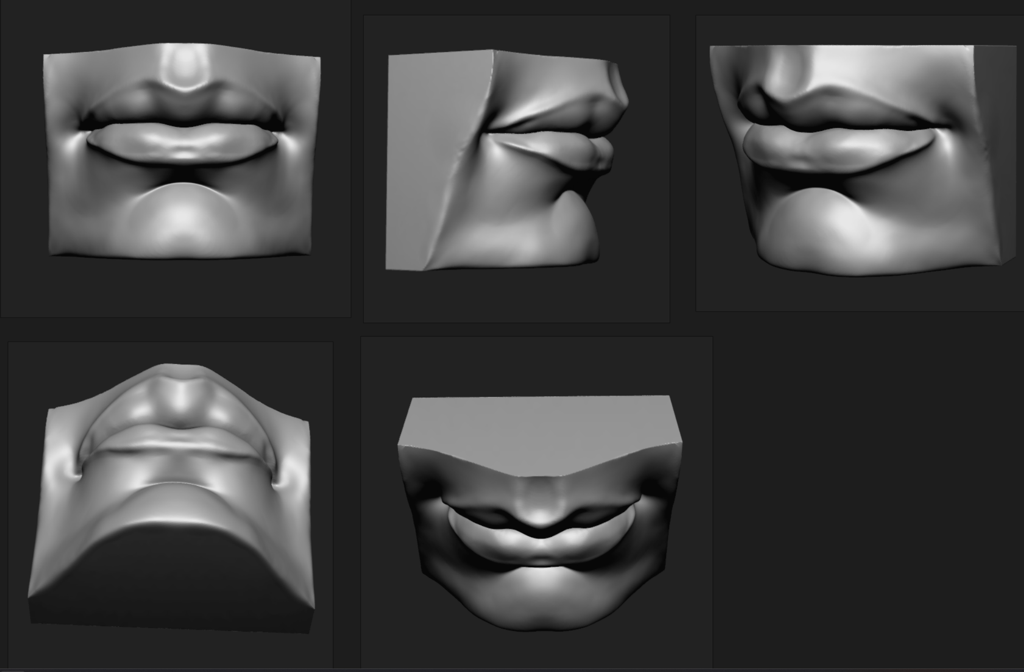 Student sculpt — mouth studies